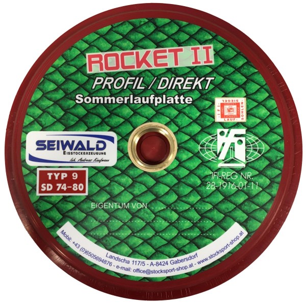 Seiwald Rocket II Profilplatte rot Typ 9 - 74-80 ShD - Eisstock / Sommerlaufsohle
