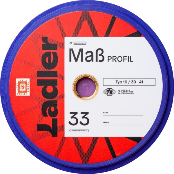 LADLER Profilplatte Modell 33 - Mass - Eisstock / Sommerlaufsohle neues Design